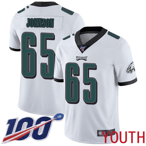 Youth Philadelphia Eagles 65 Lane Johnson White Vapor Untouchable NFL Jersey Limited Player Season